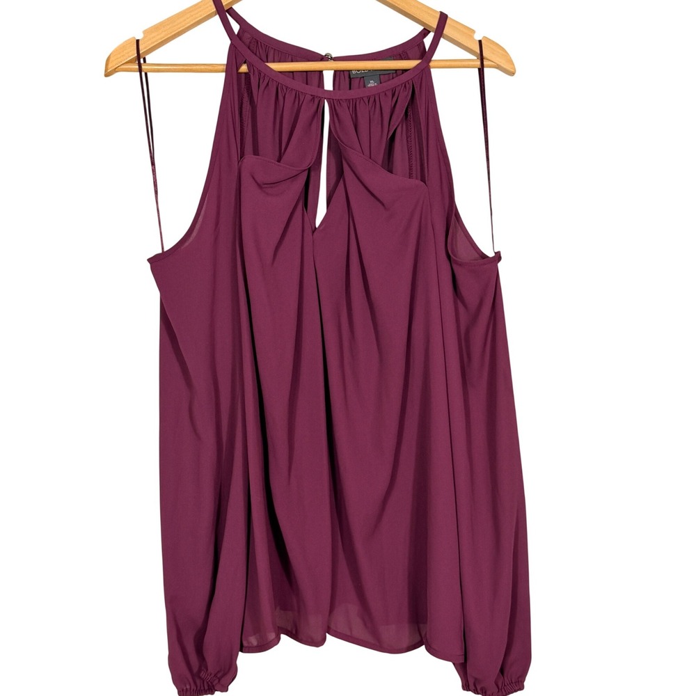 Bold Elements Plum Purple Cold Shoulder Halter Neck Blouse XL Keyhole Top
